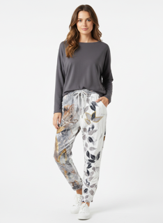 white light weight leaf pants