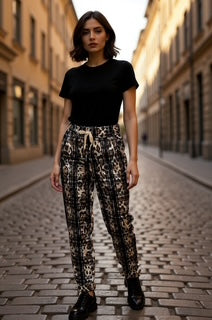 animal print magic pants with stretch