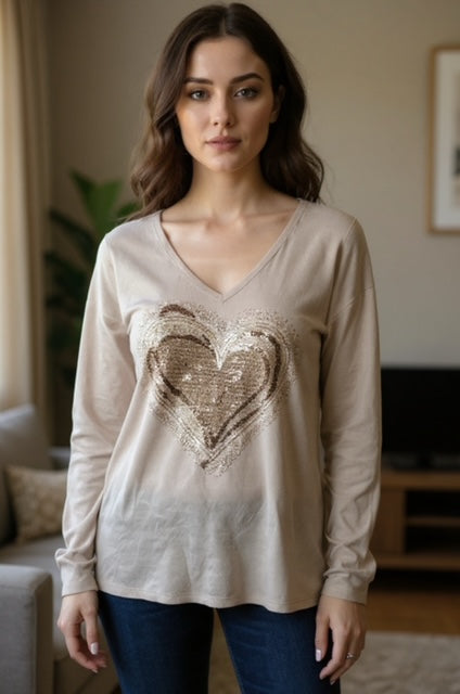 long sleeve heart top