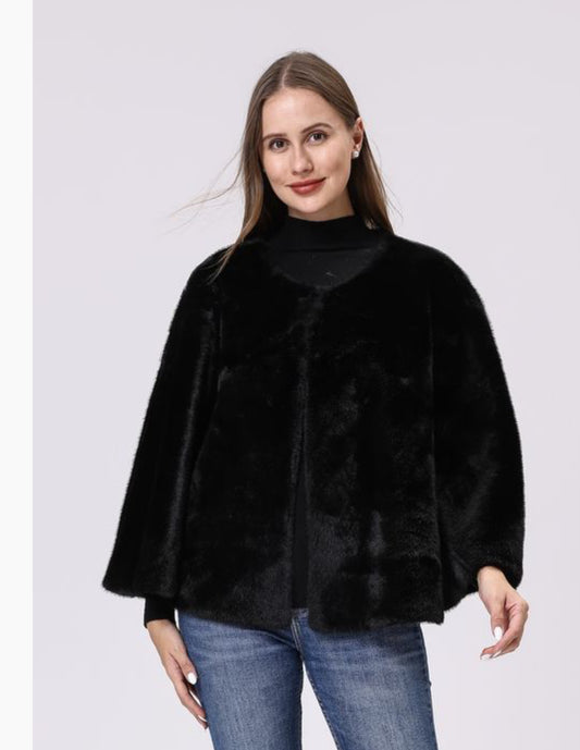 black faux fur jacket