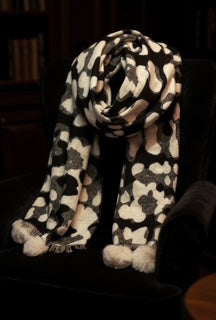 real rabbit fur pom pom scarf