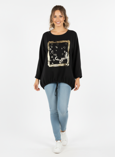 black and gold smile top