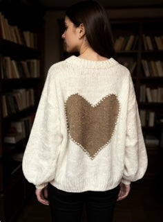 pearl heart knit sweater