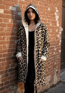 animal print waistcoat with hoodie