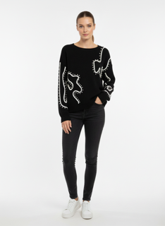 black and white knit sweater