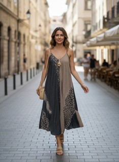 leopard dress with tassel