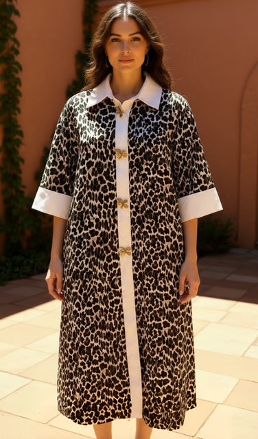 leopard dress with white detail