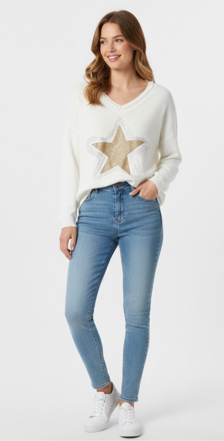 white star knit top