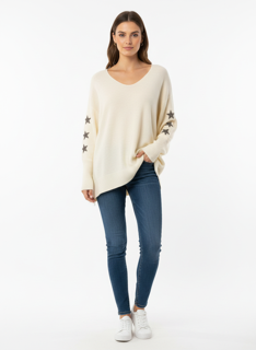 star cream knit top