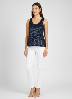 navy blue sequence tank