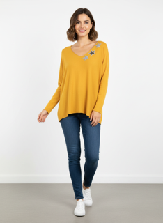 yellow star knit top