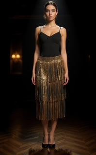 metallic frill skirt