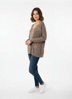 taupe heart knit top