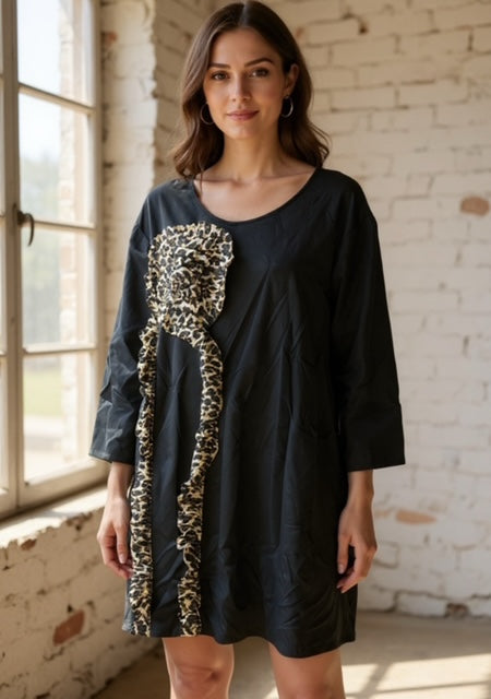 long dress with leopard flower