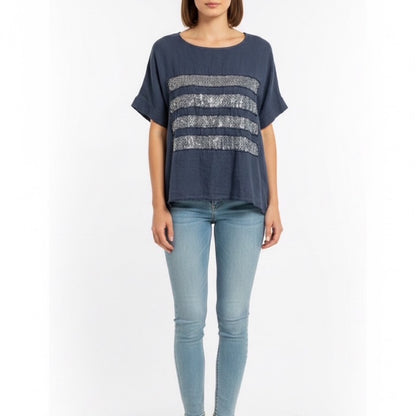 Harbor Stripe Linen Box Top