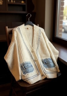 oversize knit cardigan with jean pockets