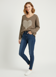 kaki heart sweater