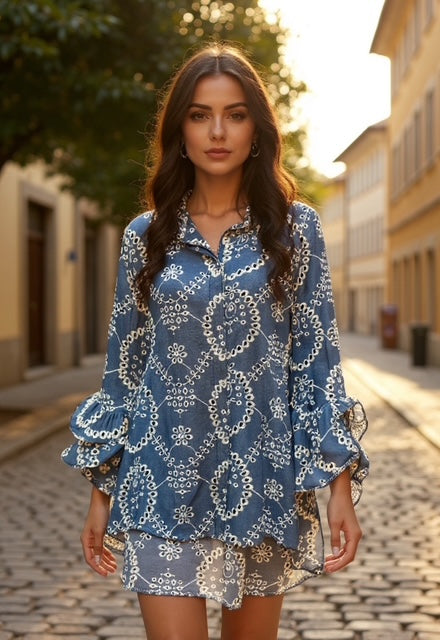 oversize blue dress shirt