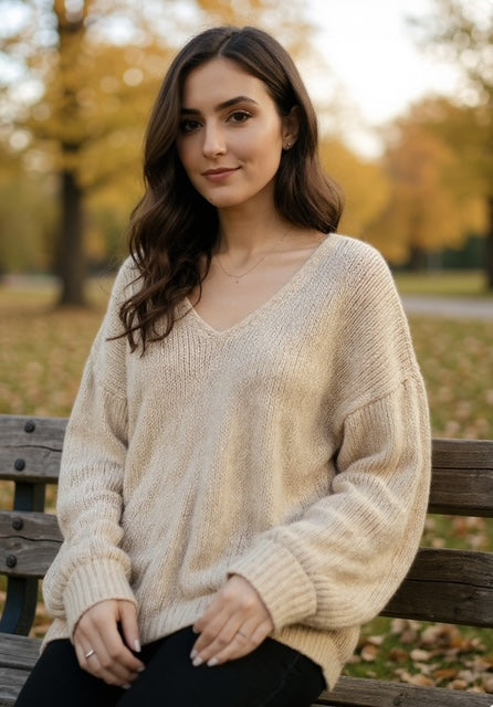 beige knit sweater