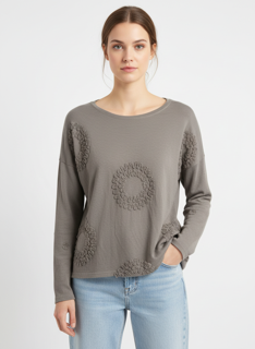 Textured Sunburst Long-Sleeve Top