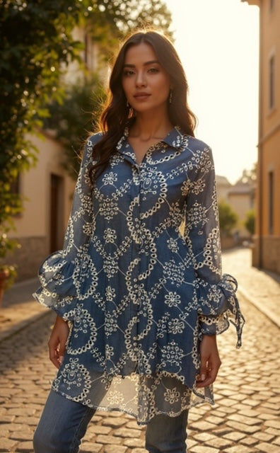 oversize blue dress shirt