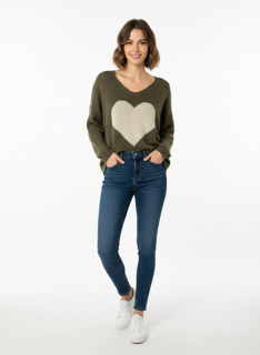 kaki heart sweater