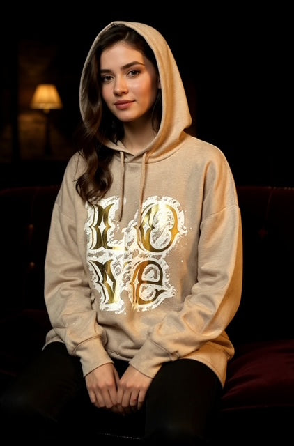metallic love hoodie