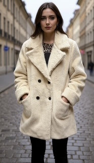 beige overcoat with double pocket