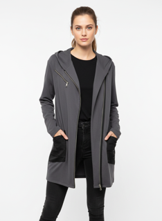 grey sweater jacket with pockets