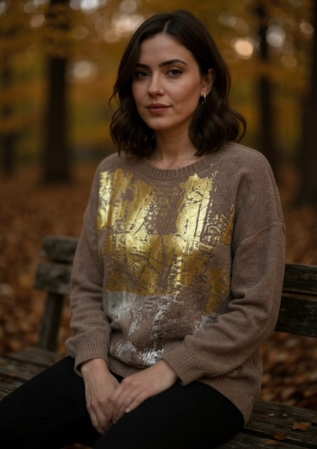 metallic knit sweater