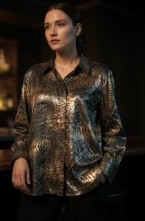 metallic blouse