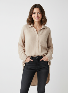 basic oversize beige blouse