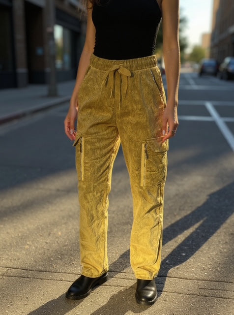 mustard magic pants with zipper pocket