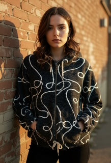 black coat with pattern