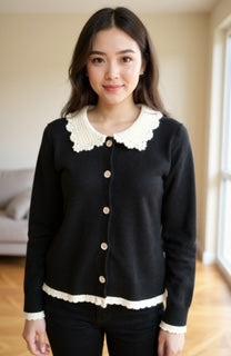 sweater with lace collar