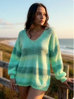 multi green knit sweater