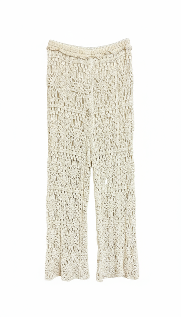 beige lace beach pants