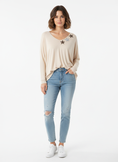 beige star knit top