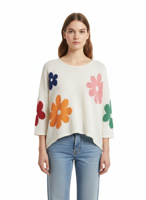 multi color floral sweater