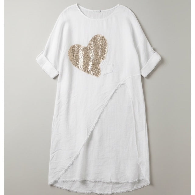 Golden Heart Asymmetrical Linen Tunic