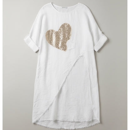Golden Heart Asymmetrical Linen Tunic