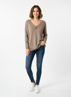 taupe star knit top