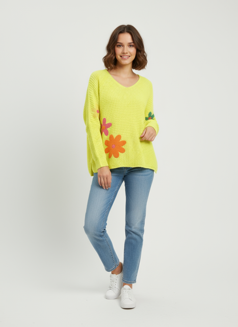 yellow floral sweater