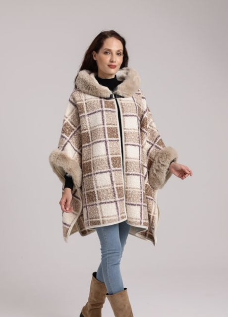 beige plaid cape