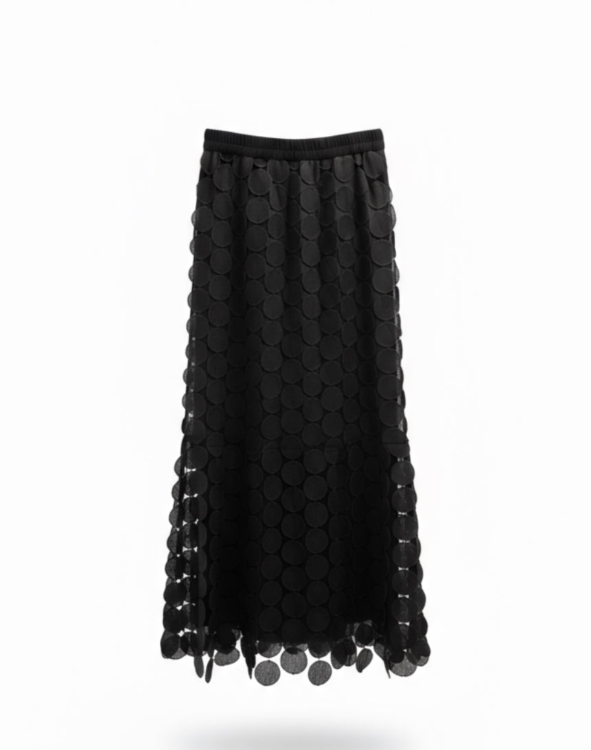 black circle lace skirt