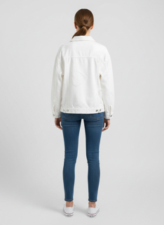 white denim jacket with heart detail