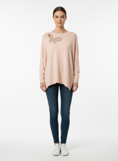 pink butterfly knit top
