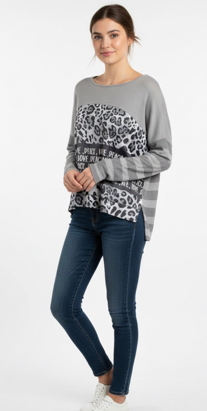 love, peace, leopard knit