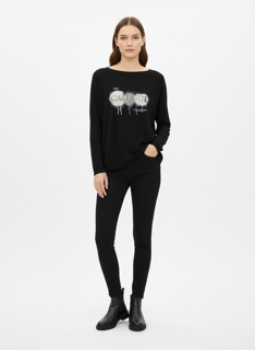 black careful light knit top