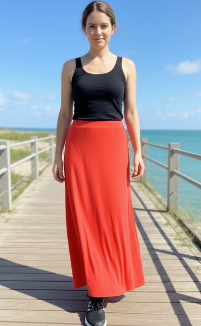 red satin feel skirt&nbsp;